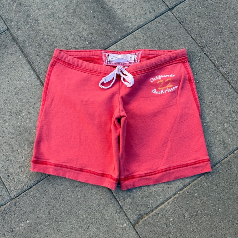 Hollister California Beach Assoc Coral Pink Graphic Sweat Shorts Womens Medium